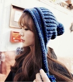 三球彩色毛线帽子女秋冬天可爱时尚韩国韩版冬季保暖护耳针织冬帽