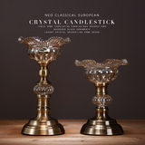 欧式新古典家居装饰品水晶玻璃烛台 花瓶摆件新房样板间软装饰品