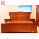 红木家具缅甸花梨木大床花鸟檀雕中式卧室双人床实木婚床1.8米