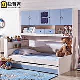 现代简约多功能儿童床储物高箱组合衣柜床男女孩双层上下铺单人床
