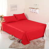 纯棉床单单件大红色结婚床单双人床单宿舍素色2米加大被单1.51.8