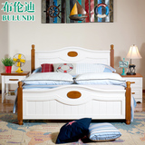 儿童床男孩女孩1.5米单人床 美式白色实木床 地中海家具简约小床