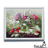 diy数字油画儿童手绘客厅卧室餐厅填色装饰挂画静物花卉花瓶水果1