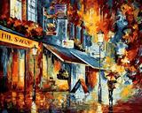 数字油画diy包邮 客厅抽象炫彩风景新淡彩手绘画 咖啡馆的夜40*50