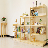 实木书架简约松木落地书柜储物架宜家组合多层置物架简易货架客厅
