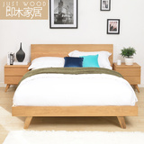 即木家居全实木双人床橡木北欧宜家床现代简约卧室家具1.5/1.8米