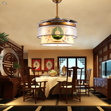 42寸中式复古隐形吊扇灯带灯风扇羊皮吊灯led遥控餐厅客厅风扇灯