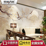 中式壁纸手绘墙纸定制无缝壁画现代客厅卧室茶楼背景墙布壁布梅花