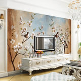 中欧式壁纸壁画 影视艺术装饰电视沙发卧室背景墙纸 复古花鸟油画