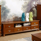 美式乡村实木电视柜茶几组合小户型复古仿古客厅储物地柜M6332