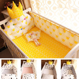 ins爆款皇冠造型床围婴儿床床上用品儿童床床单纯棉床笠套装