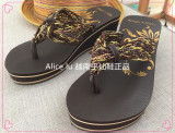 越南平仙拖鞋夏季女款沙滩拖鞋中跟人字拖正品平仙鞋坡跟厚底耐磨