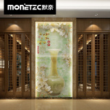 默奈中式仿玉雕瓷砖背景墙玄关3D立体艺术过道走廊壁画