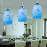 包邮LED分段控制三头拉丝玻璃地中海风情马赛克吊灯餐厅吧台灯