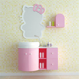 格格屋 粉色卡通卫生间洗手台盆浴室柜 彩色女孩壁挂卫浴柜组合