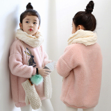 【特价】秋冬童装中大女童兔子图案韩版羊羔绒加厚中长款卫衣绒衫