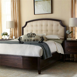 美式实木床新古典橡木雕花布艺软包床简欧床1.5/1.8米双人床婚床