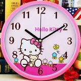 静音时尚卡通儿童钟表客厅卧室挂钟 kitty创意可爱时钟壁钟石英钟