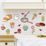 厨房餐厅冰箱瓷砖装饰贴纸秒包薯条可乐水果蔬菜卡通贴画无痕移除