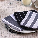 棉麻餐巾三件套 简约创意条纹茶巾盖巾 欧式家用折花布擦杯布口布