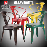 设计师工业风铁艺椅子北欧式宜家金属餐椅时尚餐厅个性做旧铁皮椅
