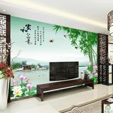 中式电视背景墙纸客厅卧室无纺布3D立体无缝墙布壁画竹子荷花壁纸