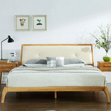 北欧实木床1.8米1.5双人床日式宜家纯全实木真皮现代简约卧室家具