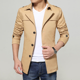 冬季男士新品风衣韩版纯色棉大衣青年修身加棉风衣外套77611D0B