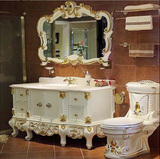 白色欧式浴室柜简欧美式落地白橡红橡木大理石台洗漱盆柜组合现货