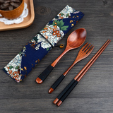 木质便携勺子筷子餐具套装学生成人户外旅行环保三件套 新品特价