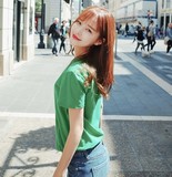 现货2016夏款韩国正品代购女Cherrykoko纯色圆领纯棉T恤C62MATE2