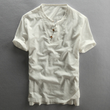 2016夏季男士休闲亚麻衬衫短袖复古中国风棉麻轻薄款透气麻布衬衣