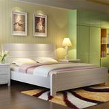 现代中式全实木床橡木床白色单双人床1.5米1.8韩式公主床简约婚床