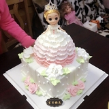 上海小迷糊宝宝芭比双层娃娃 婚礼周岁百天卡通创意生日蛋糕配送