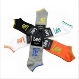 新款LEE运动男士袜纯棉字母船袜四季袜子短袜防臭学生休闲潮时尚
