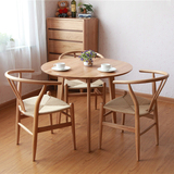 小户型餐桌子 日式圆形简约餐桌椅组合北欧橡木实木圆桌餐厅家具