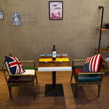 美式复古工业风单多人酒吧桌椅组合咖啡馆餐厅做旧创意铁艺沙发椅