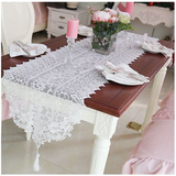 韩式茶几餐桌桌旗现代简约 美式乡村桌布桌垫 白色奢华电视柜布