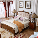 美式实木床 布艺床欧式复古床 美式乡村卧室家具1.8米双人床布床