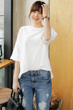 短袖t恤女装宽松纯棉白色体恤显瘦打底衫韩版纯色半袖女式上衣潮