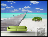 3D蓝天白云电视沙发瓷砖背景墙陶瓷沙滩海景山水瀑布漫天雪景壁画