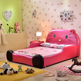 儿童床1.2 米1.5卡通真皮床 女孩带护栏小儿床单人床创意公主个性