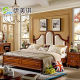 实木双人床美式乡村实木1.8米橡胶木床卧室真皮白色高箱储物大床