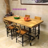 铁实木餐桌椅组合现代简约6人长方形咖啡休闲主管桌个性特色耐用