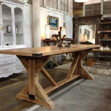 复古实木餐桌 loft工业风格会议办公桌 仿古咖啡餐饮桌 酒吧桌椅