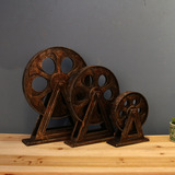 欧式复古做旧木制电影胶卷桌面摆件咖啡厅玄关服装店橱窗拍摄道具
