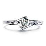 包邮正品专柜同款18K白金铂金莫桑石钻石戒指 求婚订婚情人节礼物