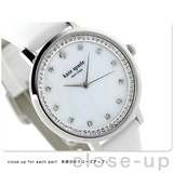 日本正品代购直邮KATE SPADE新款女士白色真皮超薄镶钻石英手表