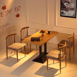 简约现代咖啡厅实木餐桌椅批发 茶餐厅软包快餐桌椅水曲柳实木纹