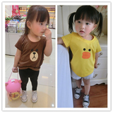 童装夏季新款男女童宝宝布朗熊动物系列短袖儿童超可爱卡通T恤